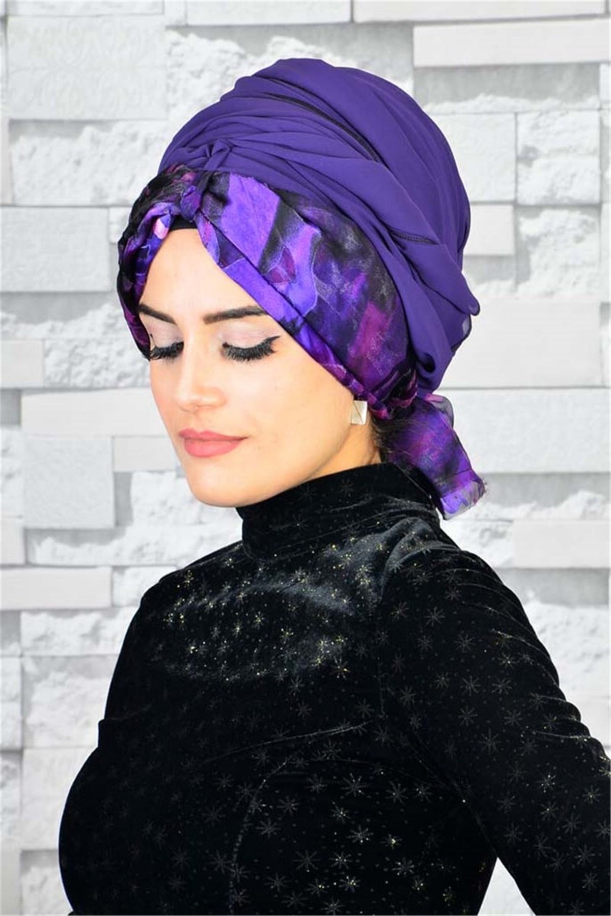 Şifon Bandana Pratik Hazır Bone Şal BND028
