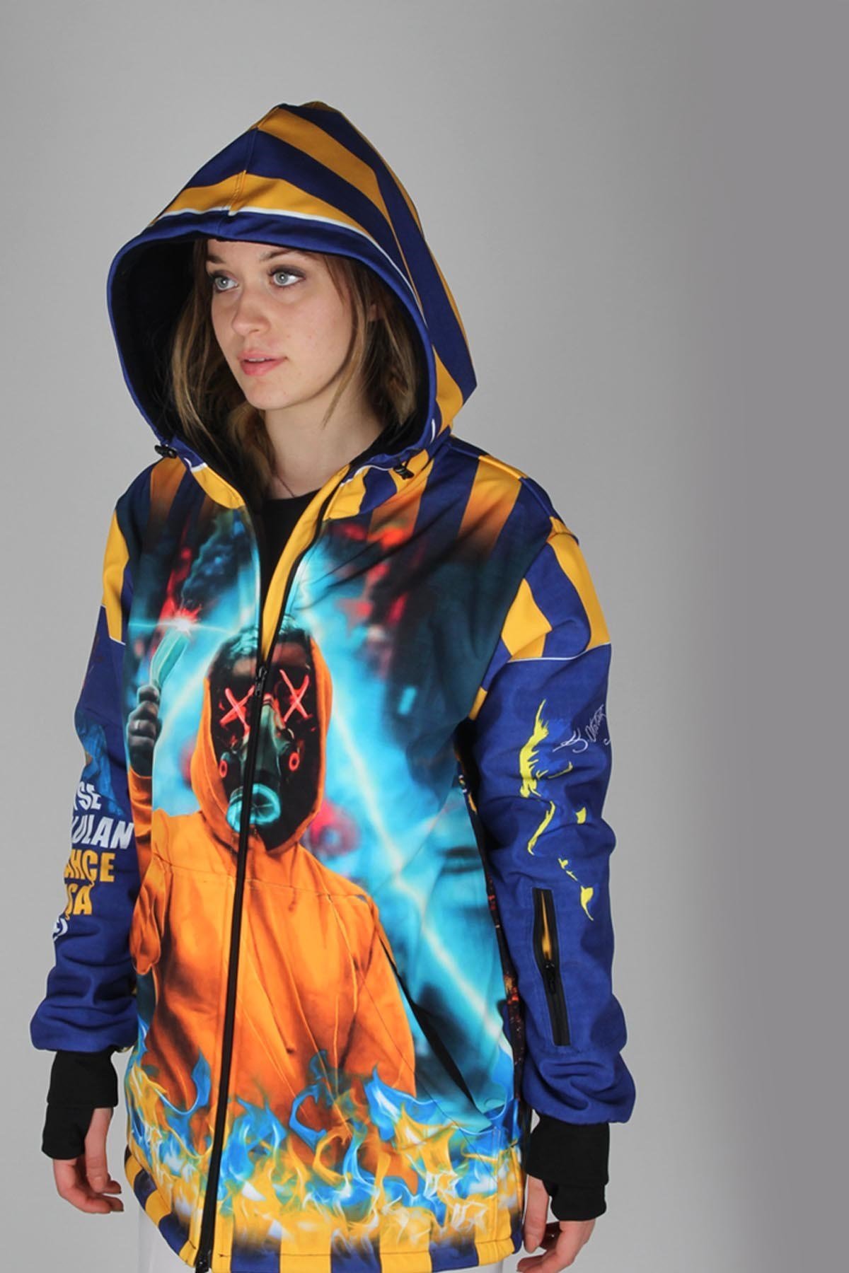 Snowsea Sarı-Lacivert SSF7784 Kadın Kayak Montu, 1. Kalite Kadın Snowboard Montu