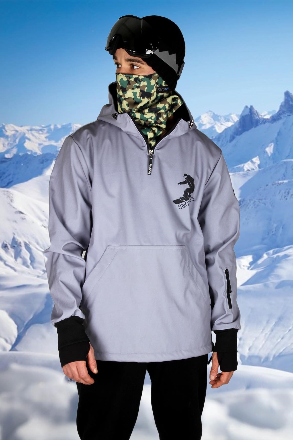 Snowsea SS7731-1 Gri Tasarım Yaka Fermuarlı Snowboard Montu