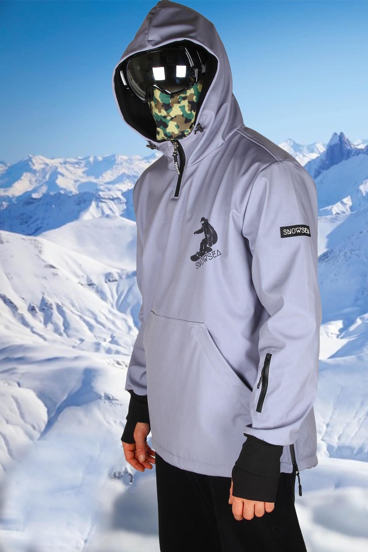 Snowsea SS7731-1 Gri Tasarım Yaka Fermuarlı Snowboard Montu