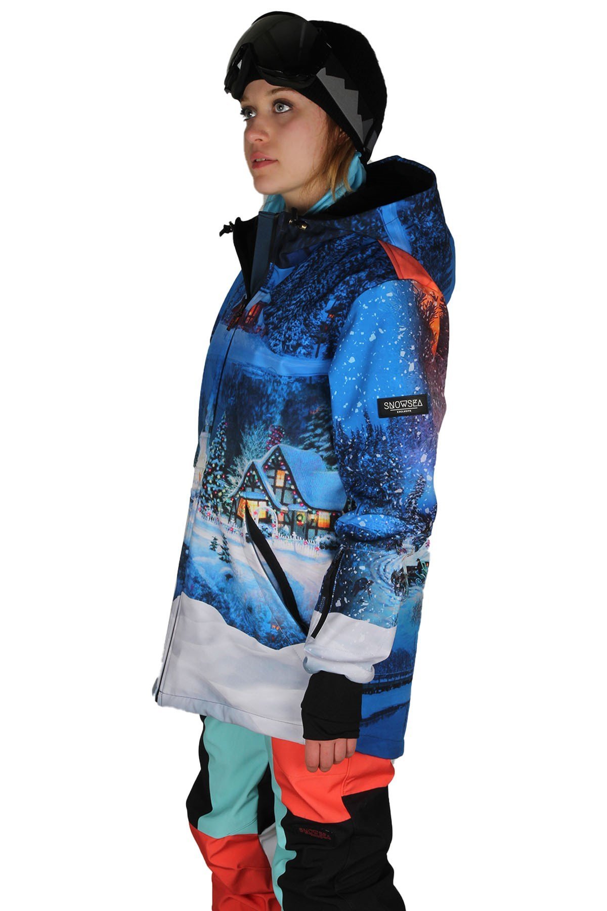 Snowy Night Kadın Kayak Montu, Snowsea SS7815 Su ve Rüzgar Geçirmez Snowboard Montu