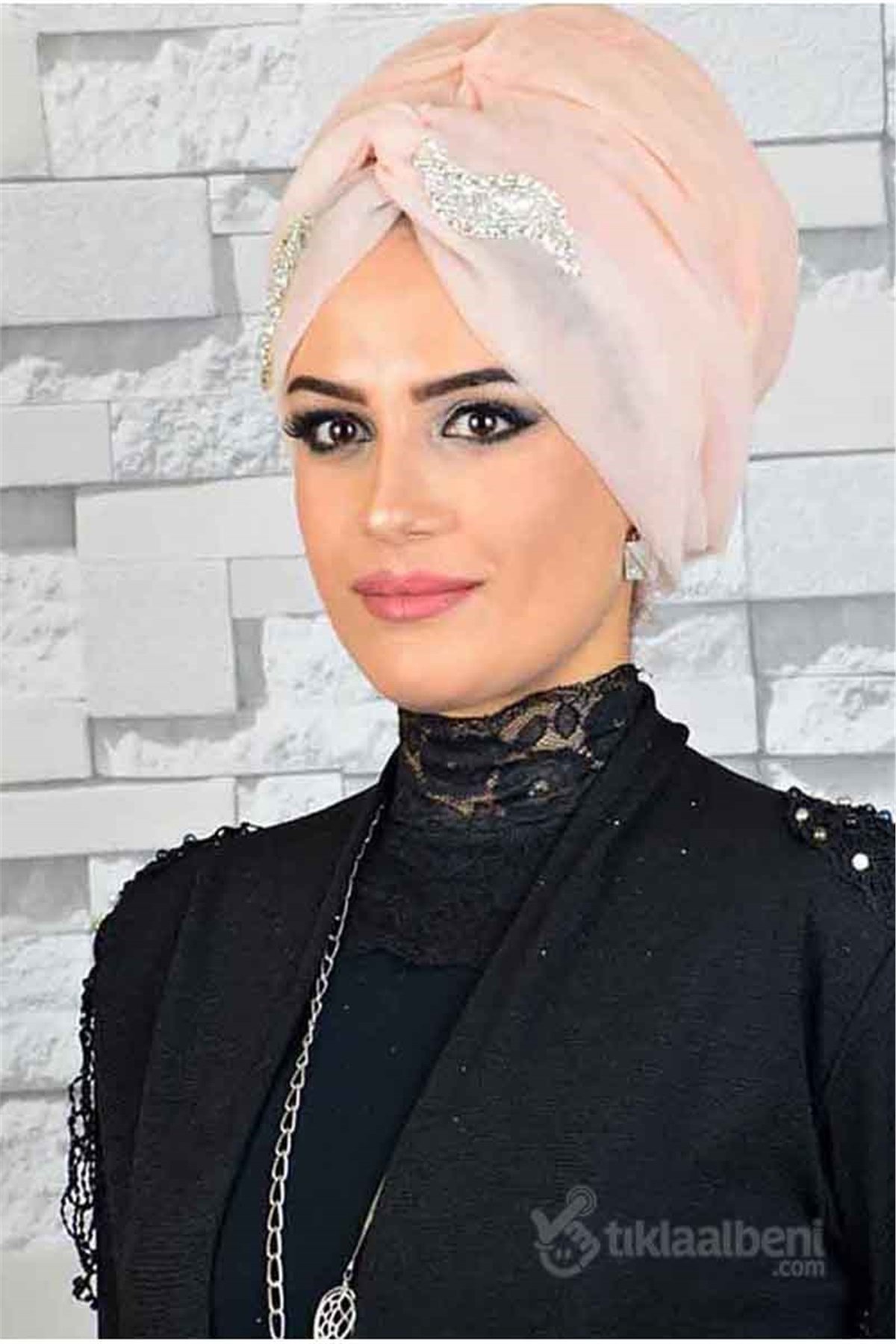 Taşlı Somon Hayal Tül Tesettür Abiye Şal hz030