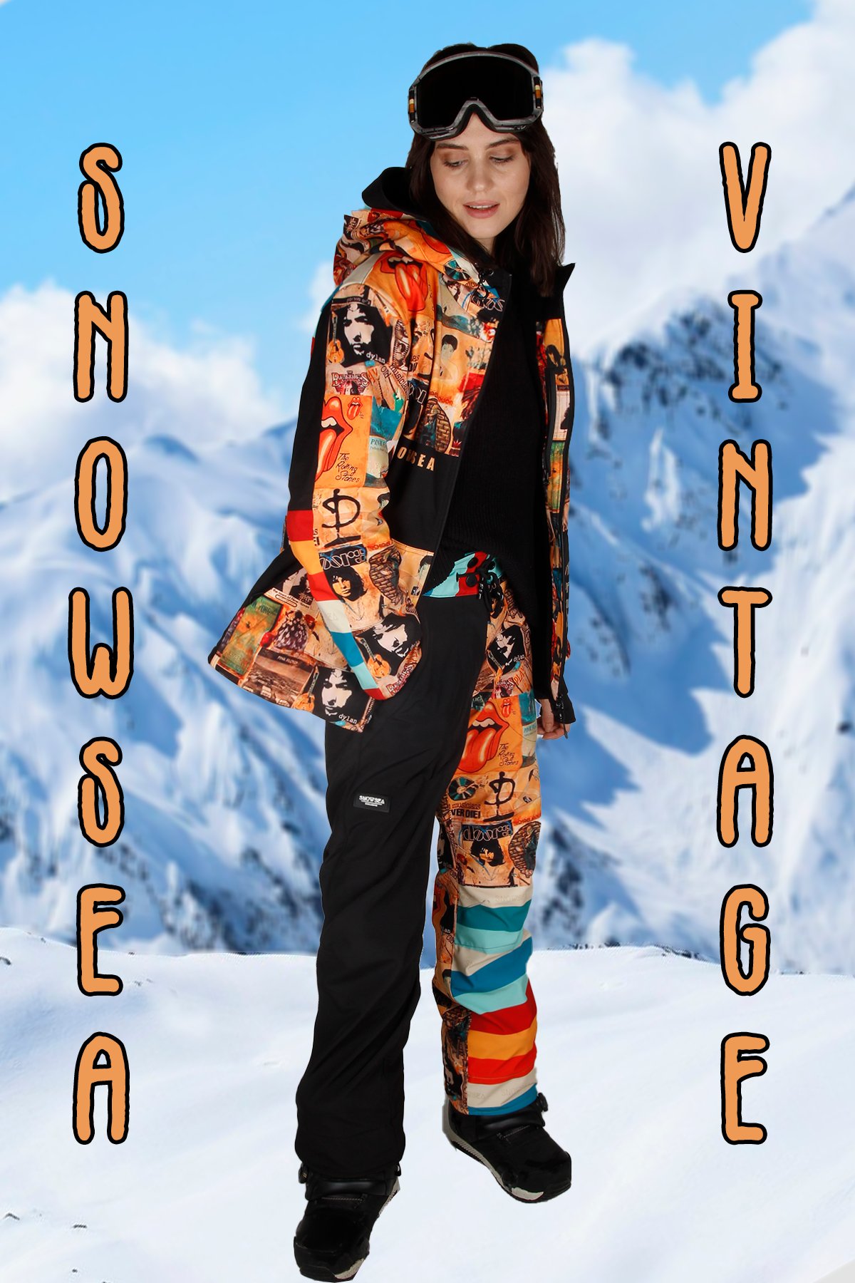Vintage Kadın Kayak & Snowboard Mont & Pantolon Takımı