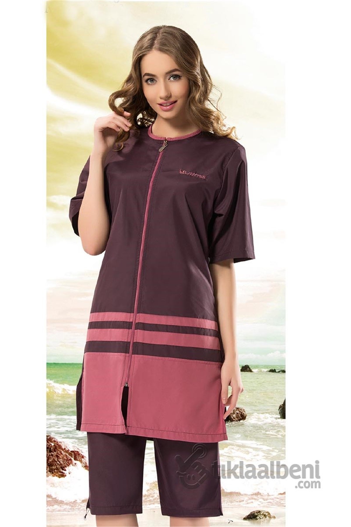 Yarım Tesettür Haşema Mayo Ladytes 22440 - Mürdüm