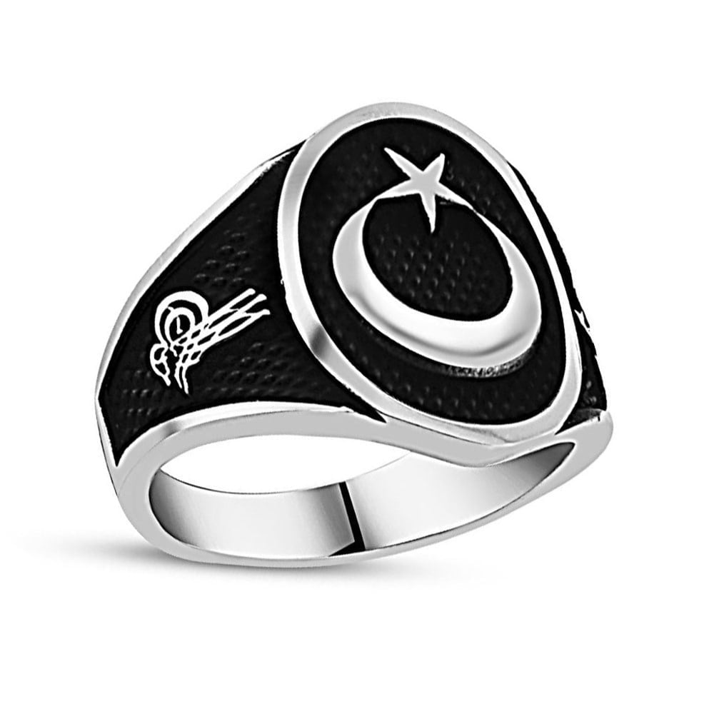 GÜMÜŞ TUĞRALI TÜRK BAYRAKLI YÜZÜK