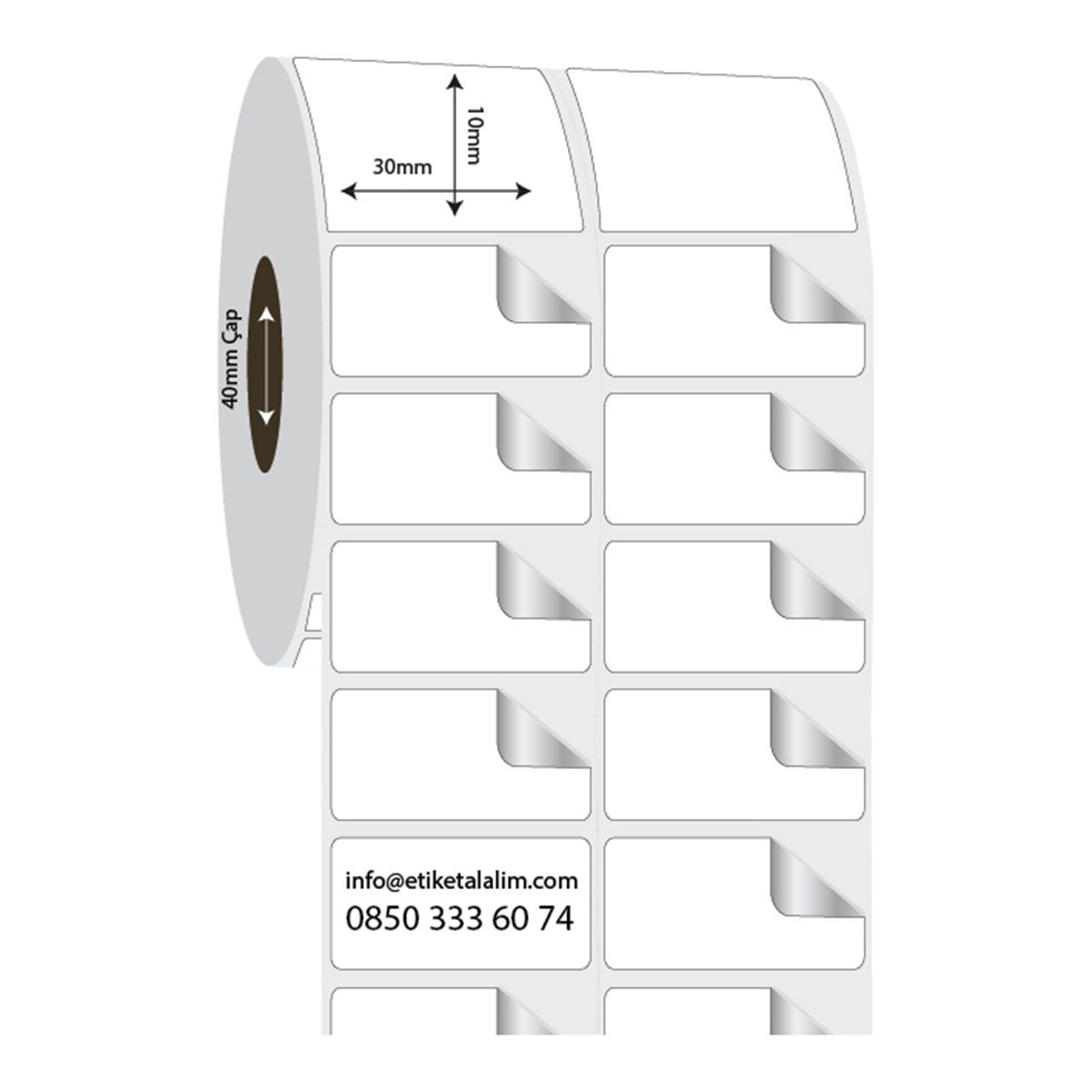 Fastyre Etiket (Sticker)30mm x 10mm 2'li Ara Boşluklu Fastyre Etiket