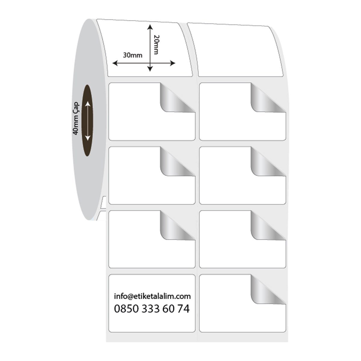 Fastyre Etiket (Sticker)30mm x 20mm 2'li Ara Boşluklu Fastyre Etiket