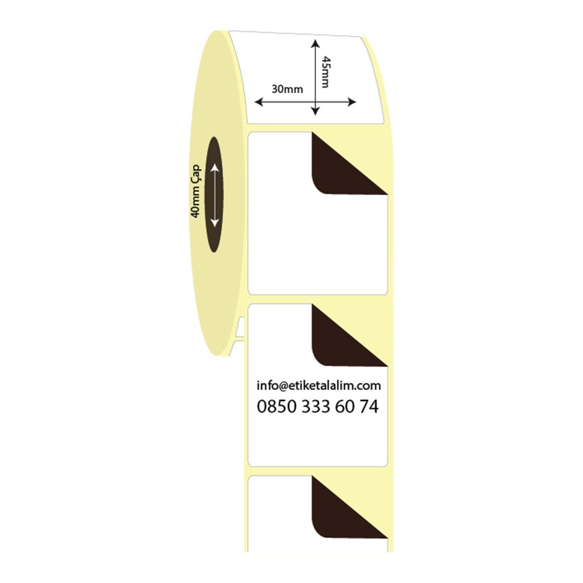 Kuşe Sürsajlı-Örtücü Etiket (sticker)30mm x 45mm Kuşe Sürsajlı Etiket