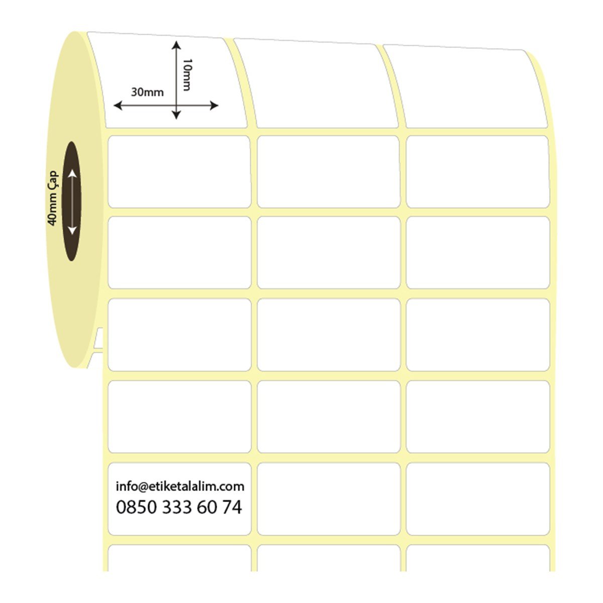 Lamine Termal (Sticker)30mm x 10mm 3'lü Ara Boşluklu Lamine Termal Etiket