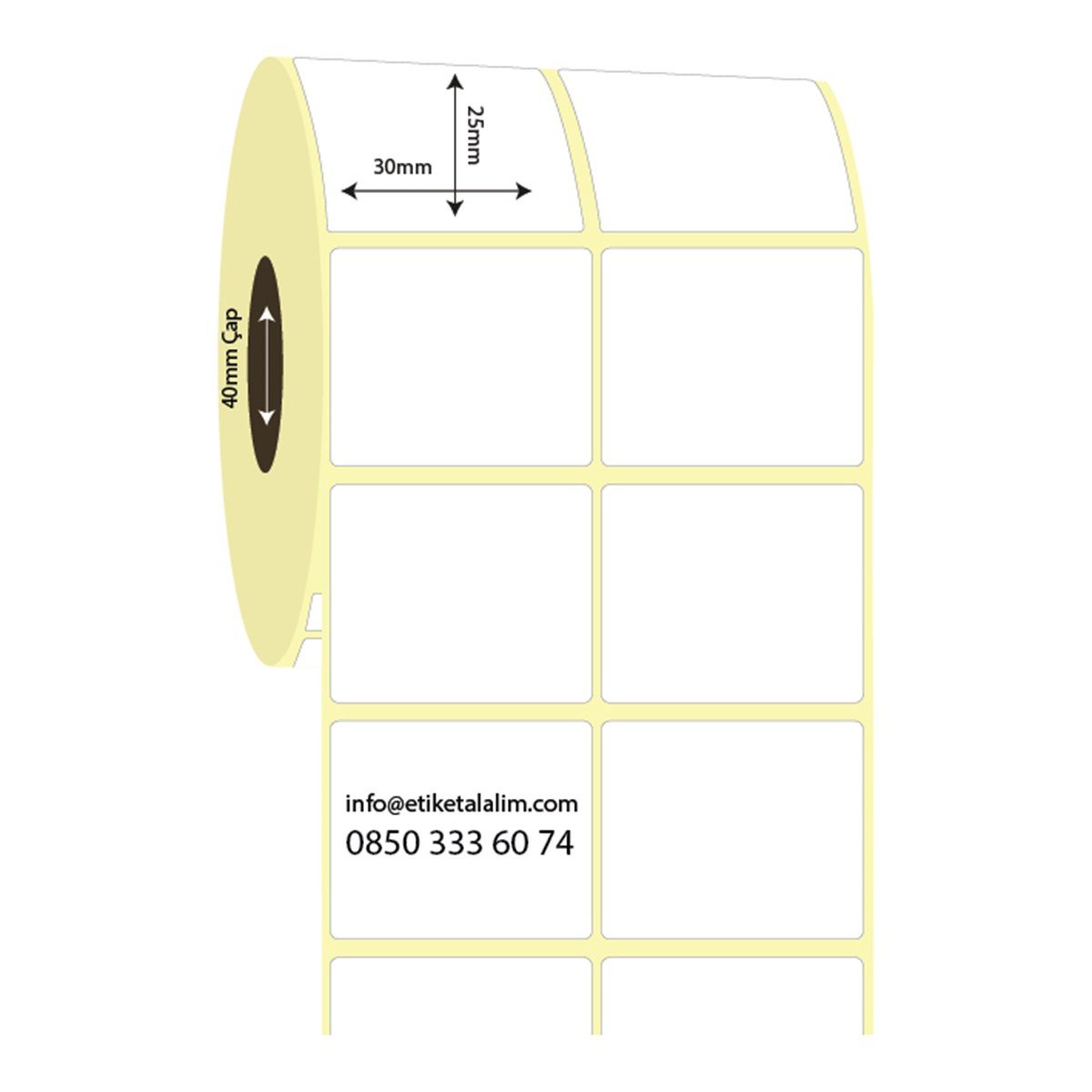 Lamine Termal (Sticker)30mm x 25mm 2'li Ara Boşluklu Lamine Termal Etiket