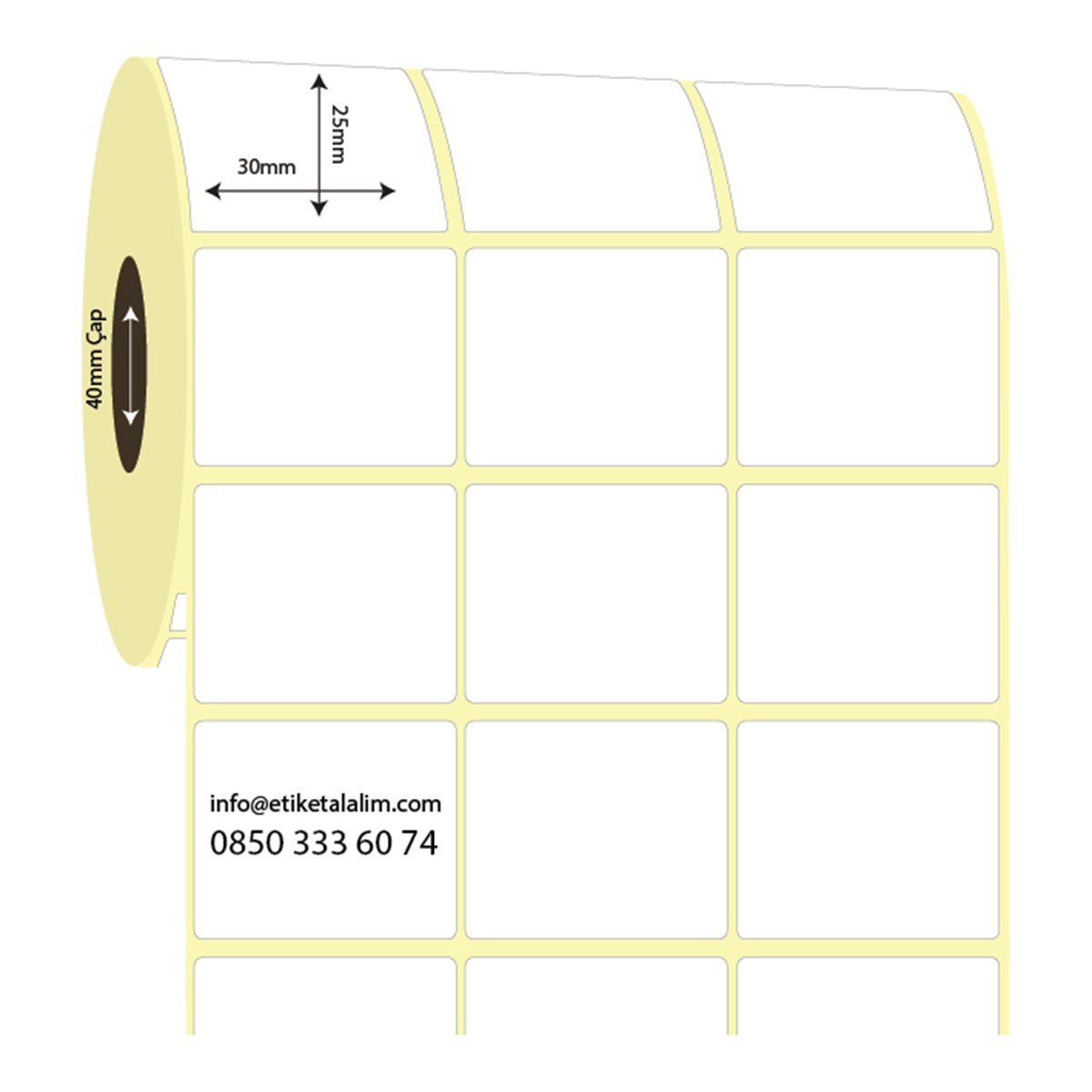 Lamine Termal (Sticker)30mm x 25mm 3'li Ara Boşluklu Lamine Termal Etiket