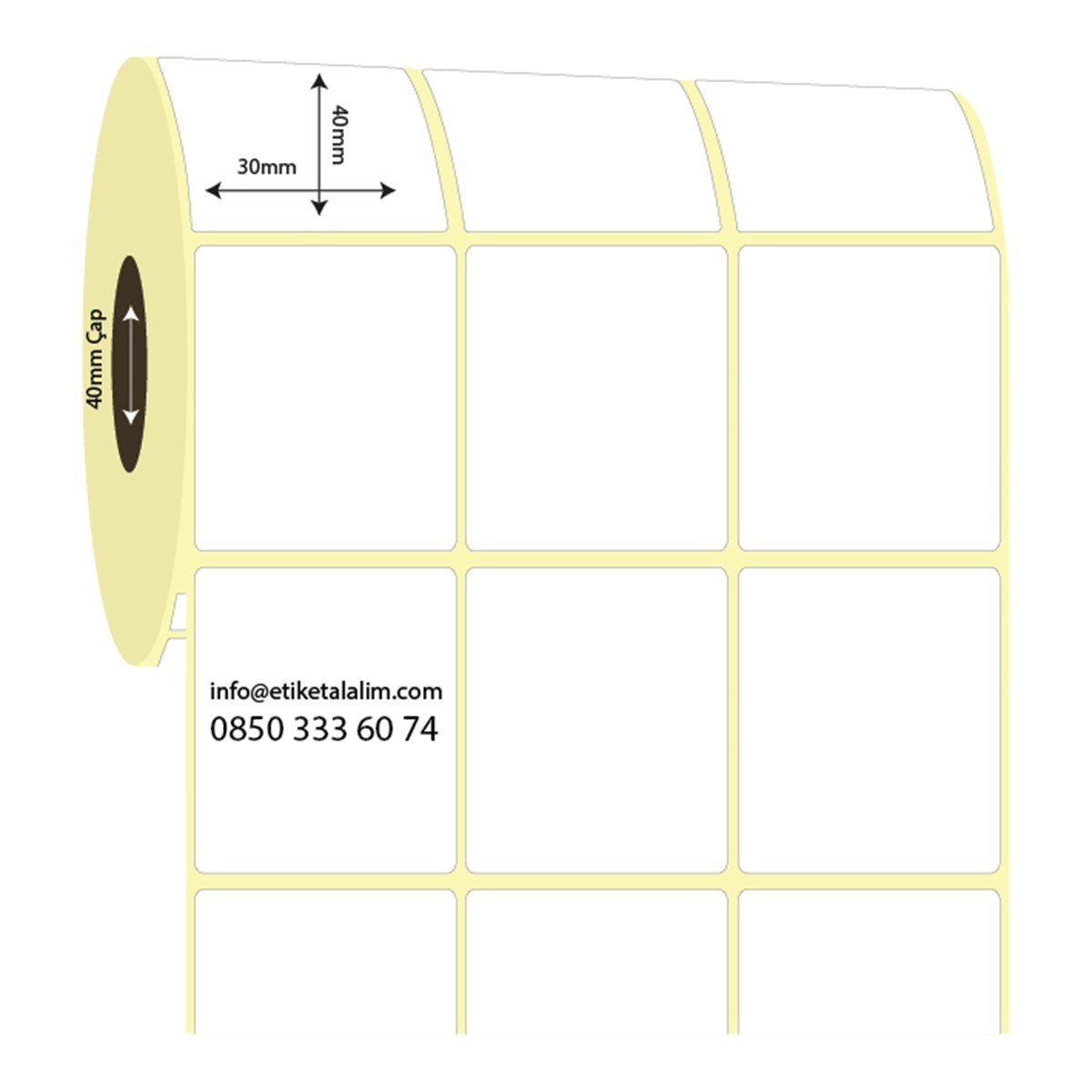 Lamine Termal (Sticker)30mm x 40mm 3'lü Ara Boşluklu Lamine Termal Etiket