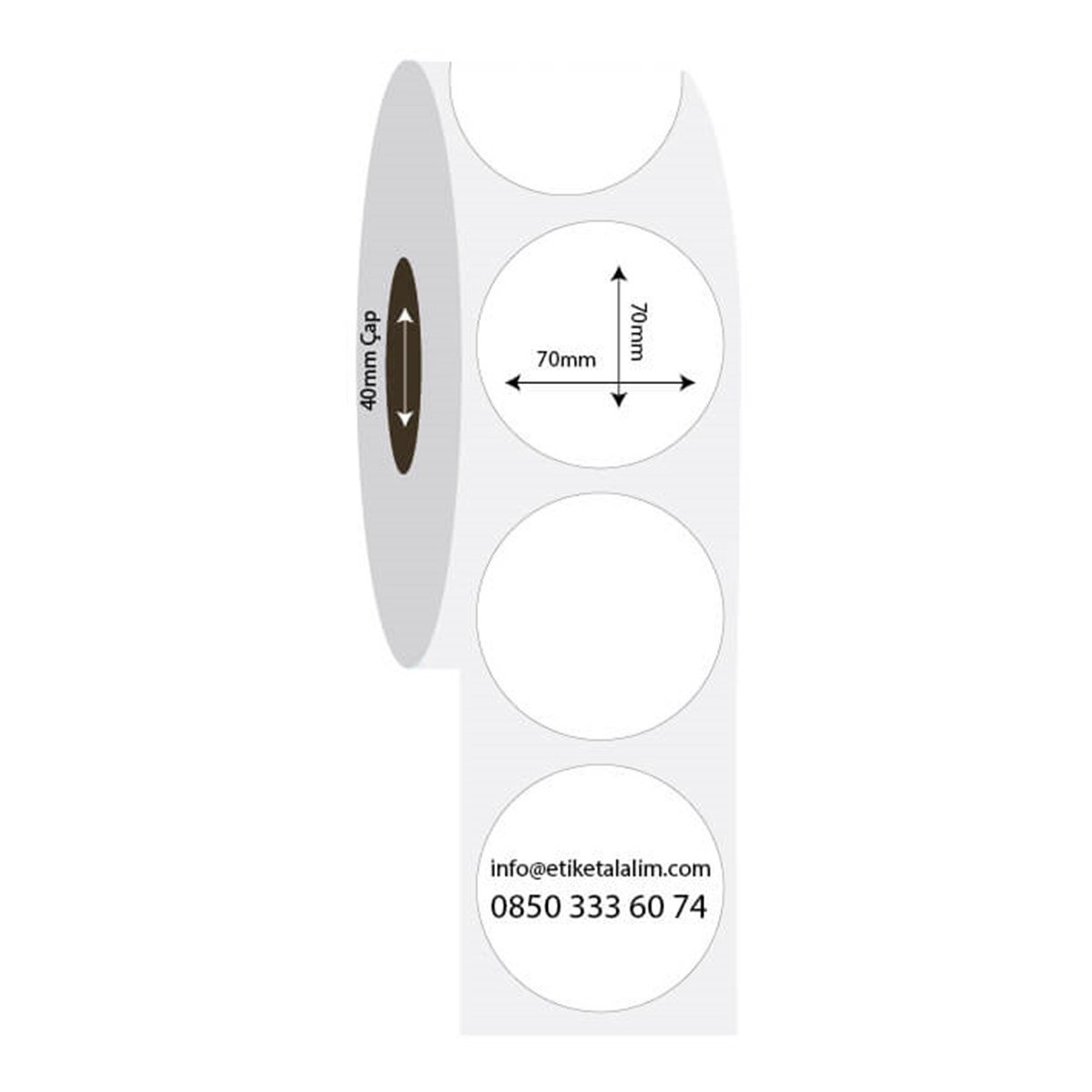 PP Opak Etiket70mm x 70mm PP Opak Oval Etiket