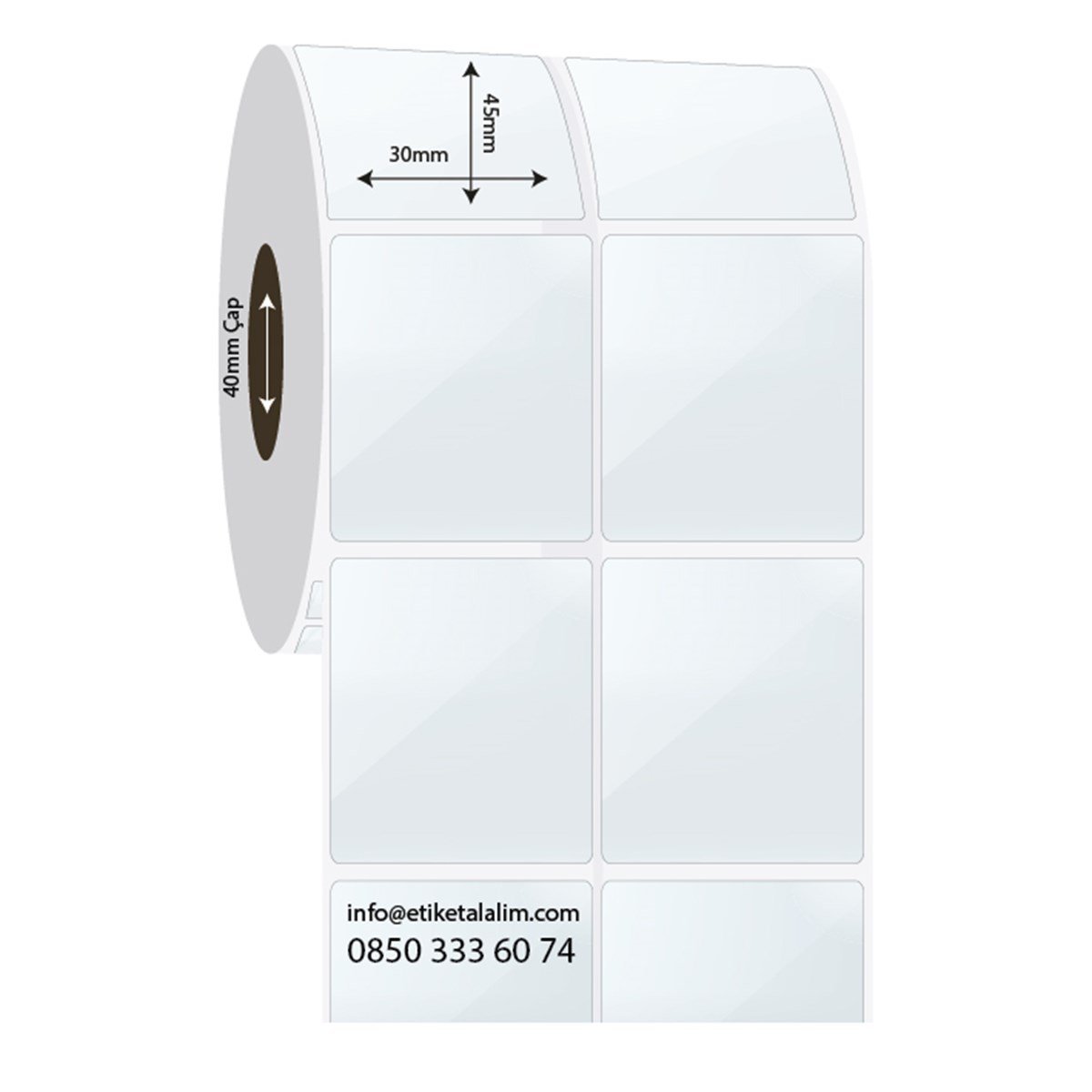 PP Şeffaf Etiket30mm x 45mm 2'li Ara Boşluklu PP Şeffaf Etiket