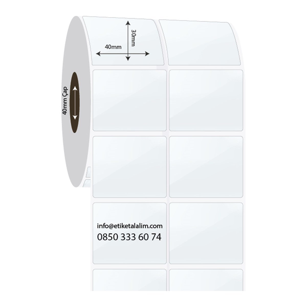PP Şeffaf Etiket40mm x 30mm 2'li Ara Boşluklu PP Şeffaf Etiket