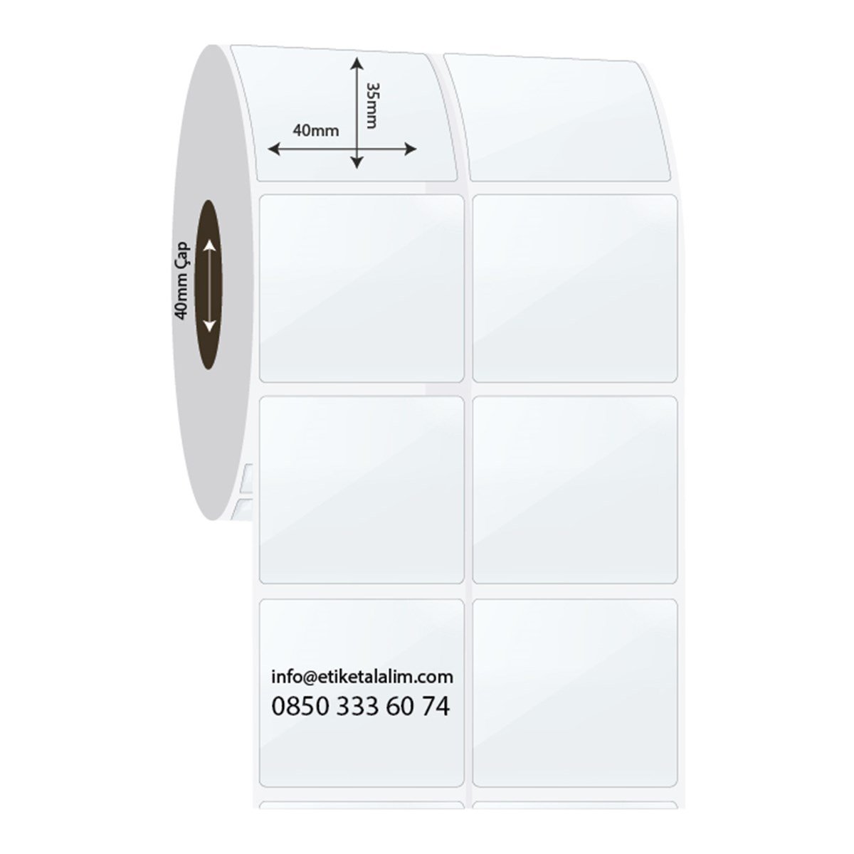 PP Şeffaf Etiket40mm x 35mm 2'li Ara Boşluklu PP Şeffaf Etiket