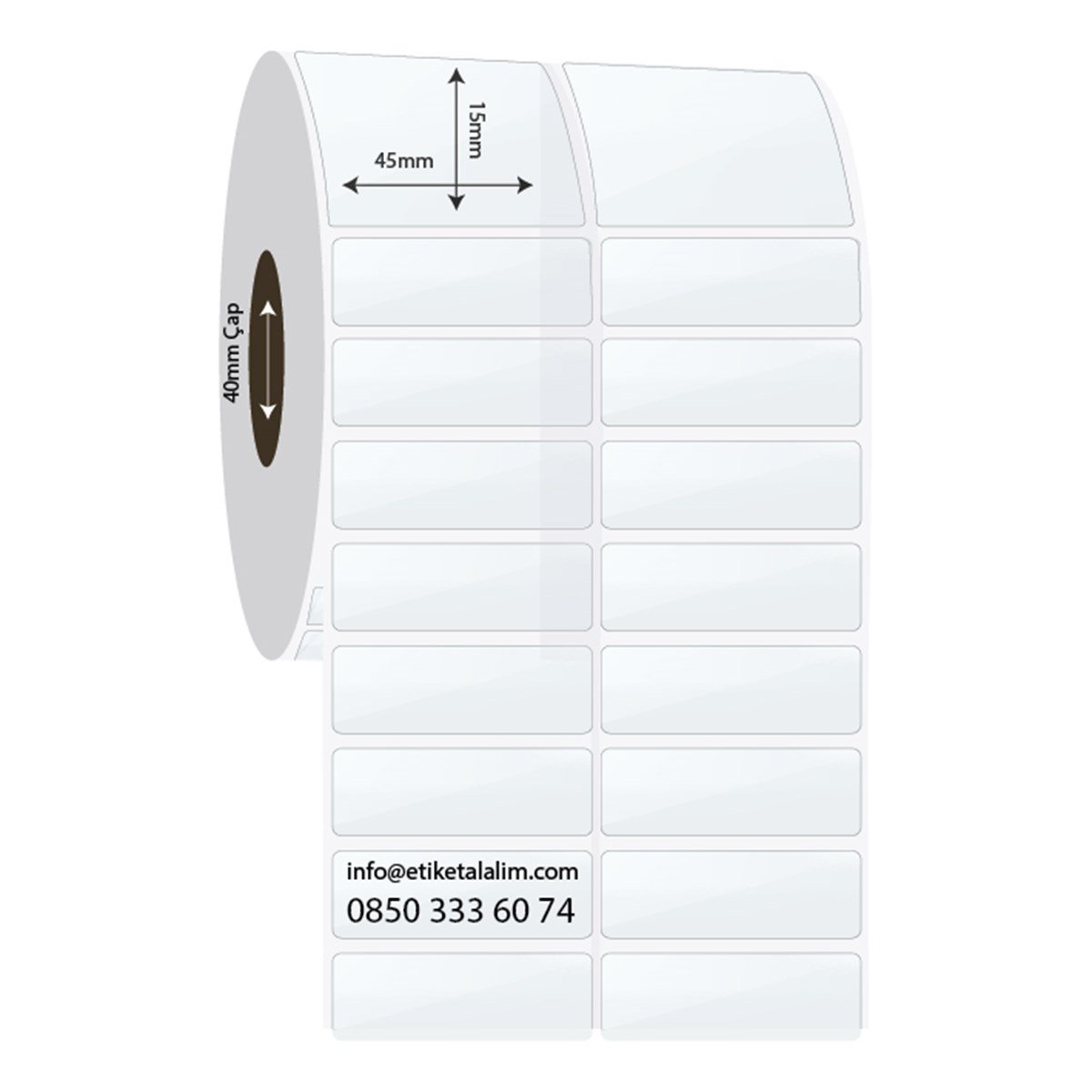 PP Şeffaf Etiket45mm x 15mm 2'li Ara Boşluklu PP Şeffaf Etiket