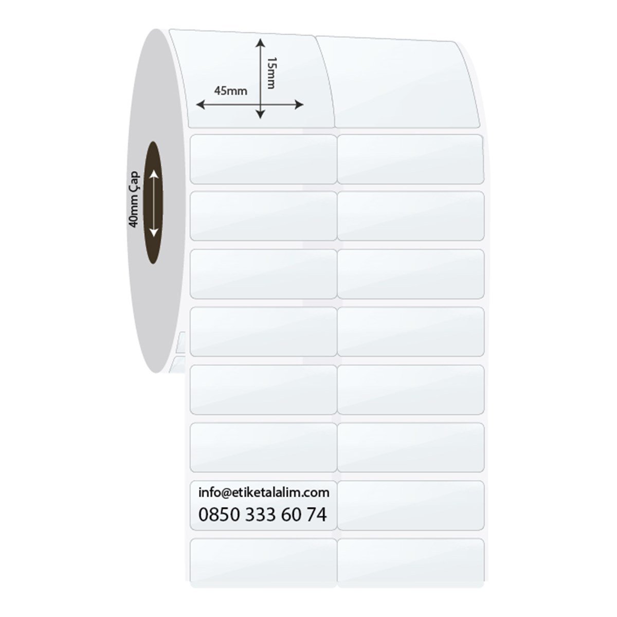 PP Şeffaf Etiket45mm x 15mm 2'li Bitişik PP Şeffaf Etiket