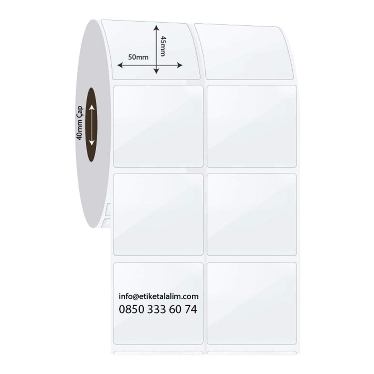 PP Şeffaf Etiket50mm x 45mm 2'li Ara Boşluklu PP Şeffaf Etiket
