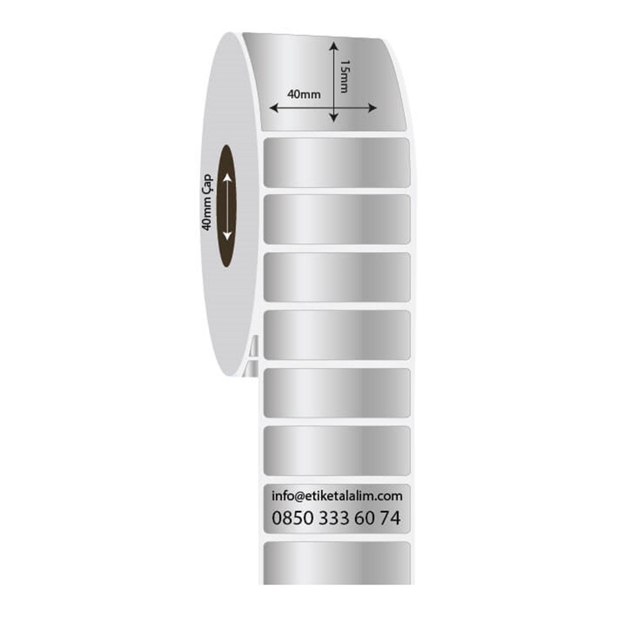Silver Mat Etiket (Sticker)40mm x 15mm Silver Mat Etiket (Sticker)