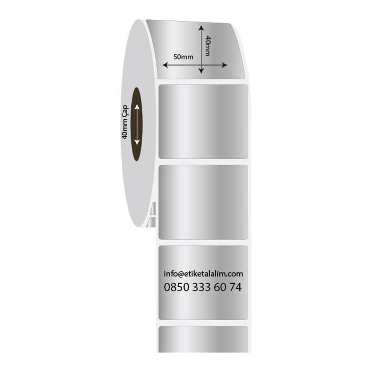 Silver Mat Etiket (Sticker)50mm x 40mm Silver Mat Etiket