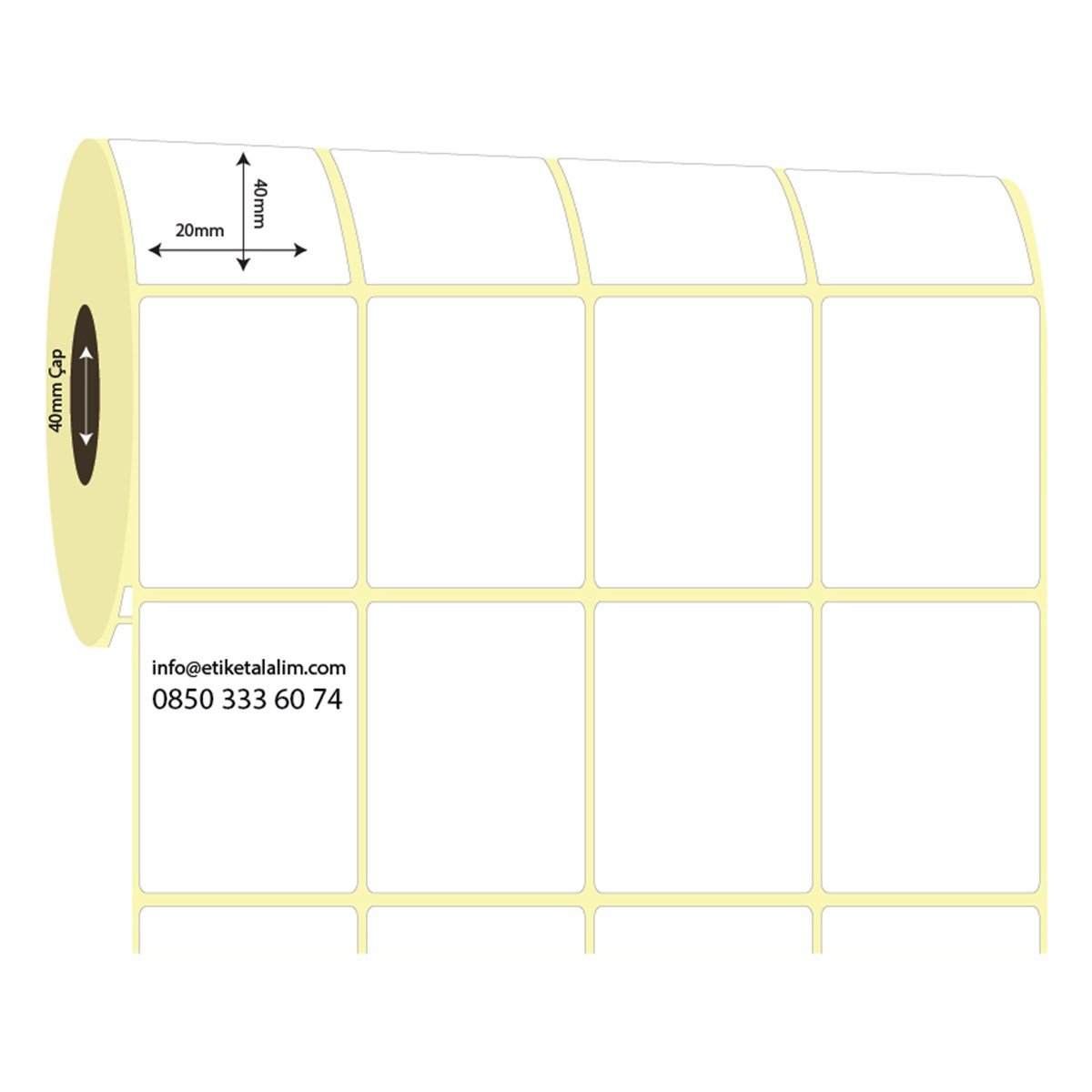 Vellum Etiket (Sticker)20mm x 40mm 4'lü Ara Boşluklu Vellum Etiket