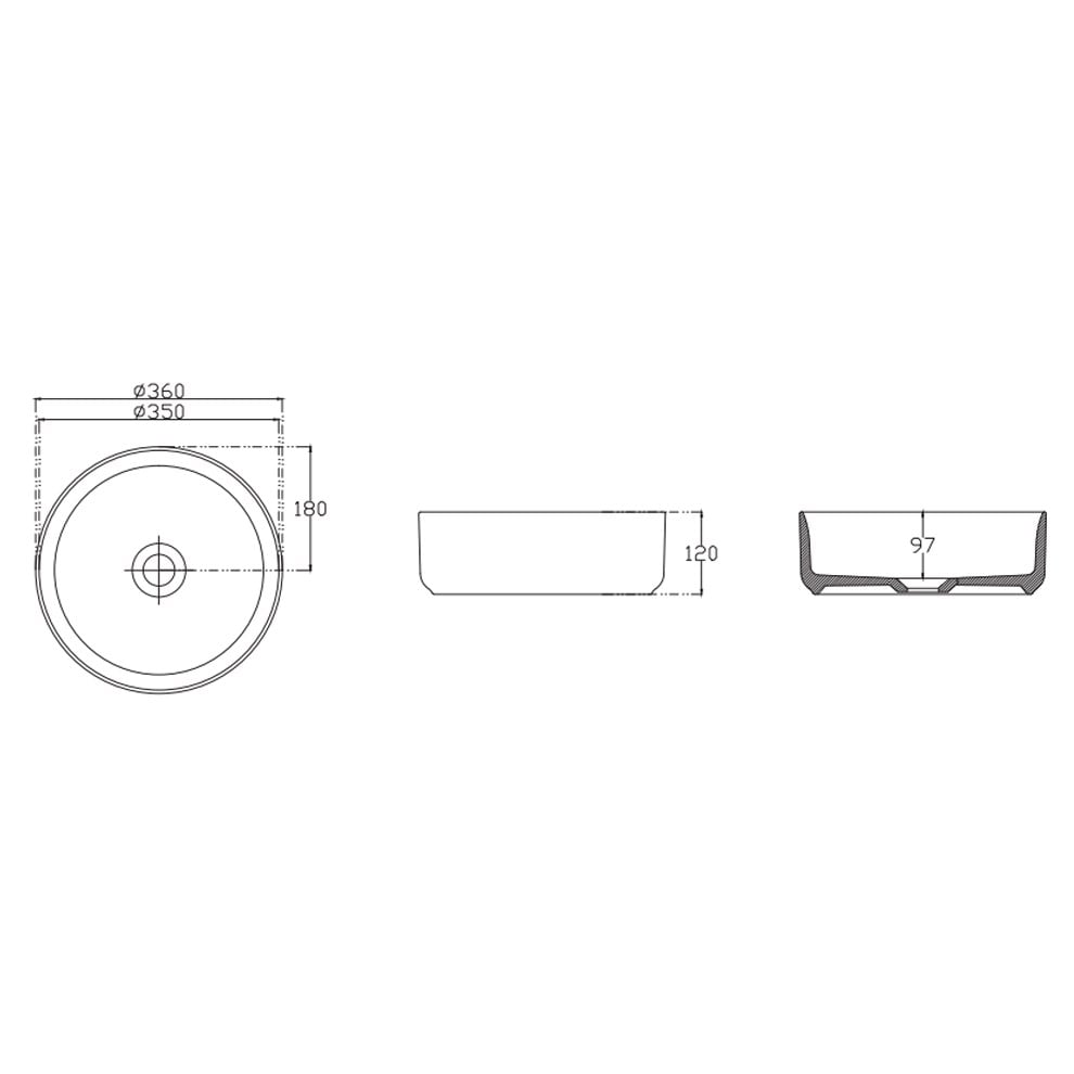 Isvea Infinity 36 cm Siyah Tezgah Üstü Çanak Lavabo