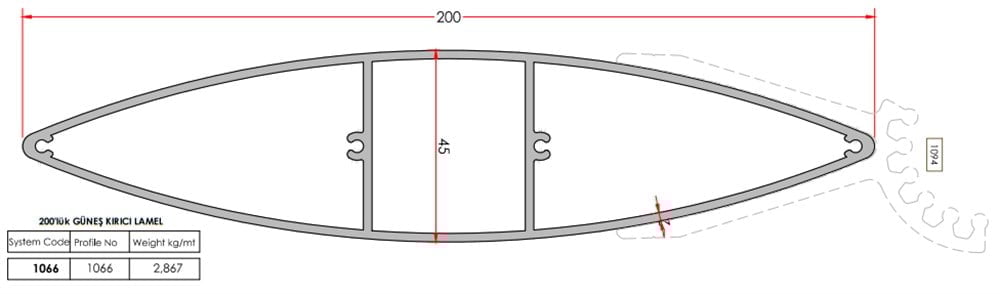 GÜNEŞ KIRICI PROFİLİ 200 mm