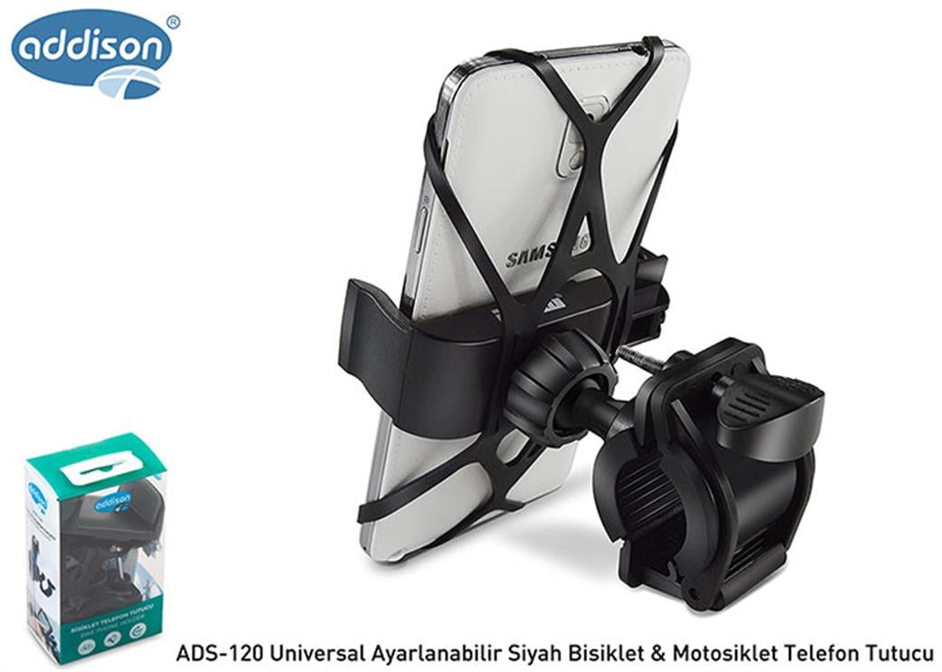 Addison ADS-120 Universal Ayarlanabilir Siyah Bisiklet - Motosiklet Telefon Tutucu