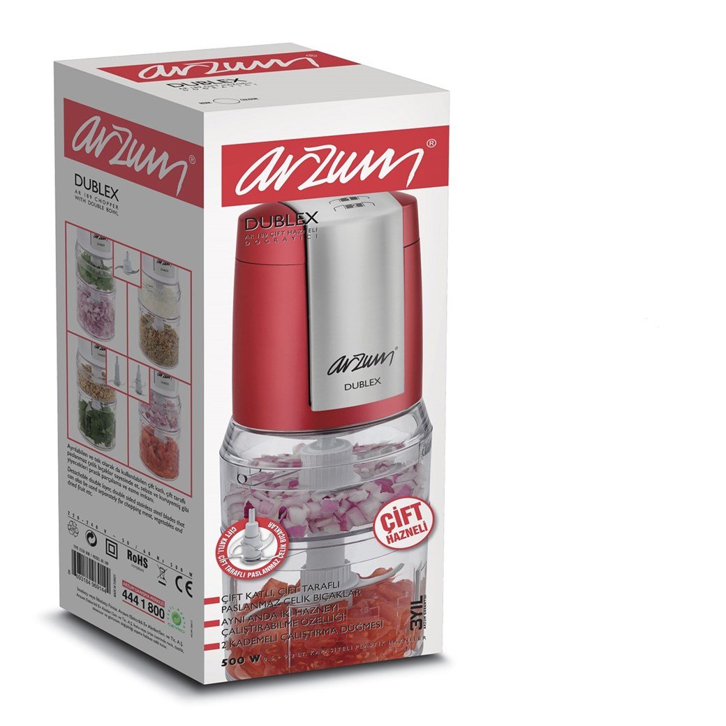 ARZUM AR189 DUBLEX ÇİFT HAZENLİ DOĞRAYICI KIRMIZI