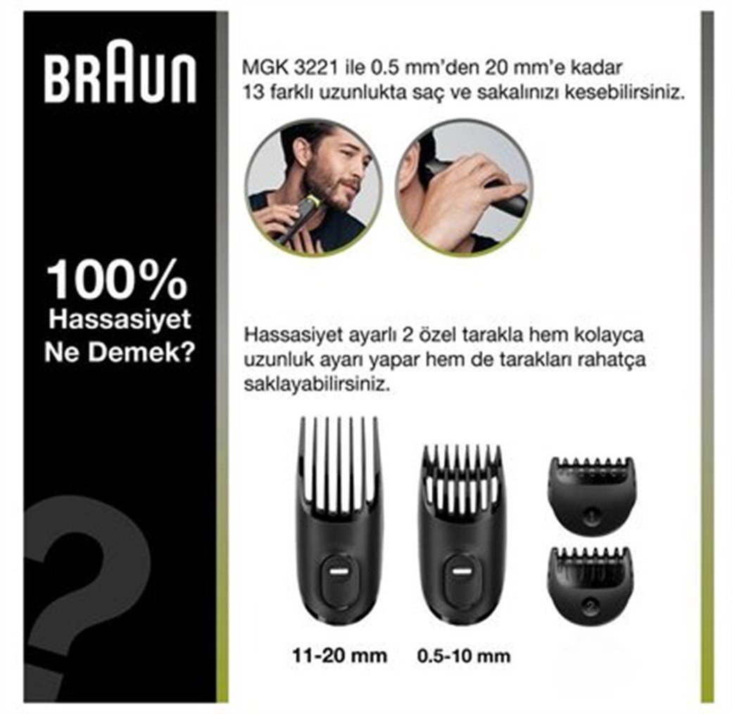 BRAUN BRN-MGK3221 FACE & HEAD TRİMMİNG 6İN1 SAÇ SAKAL KESME MAKİNESİ