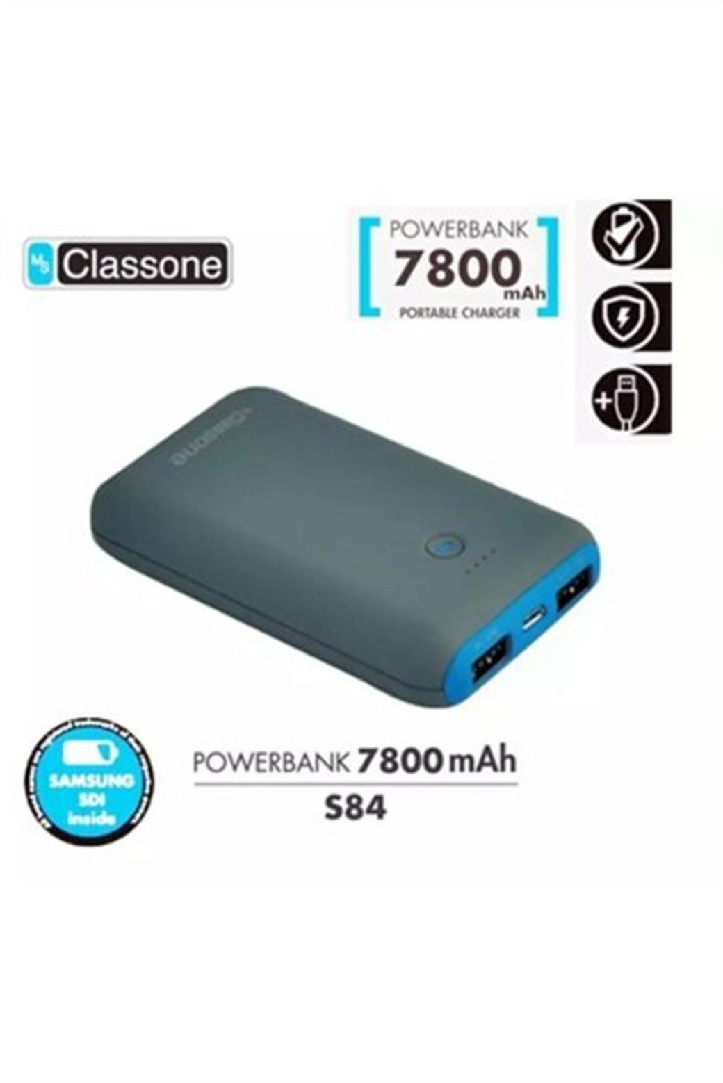CLASSONE S84-BLUE S84 7800mAH Power Bank Samsung S
