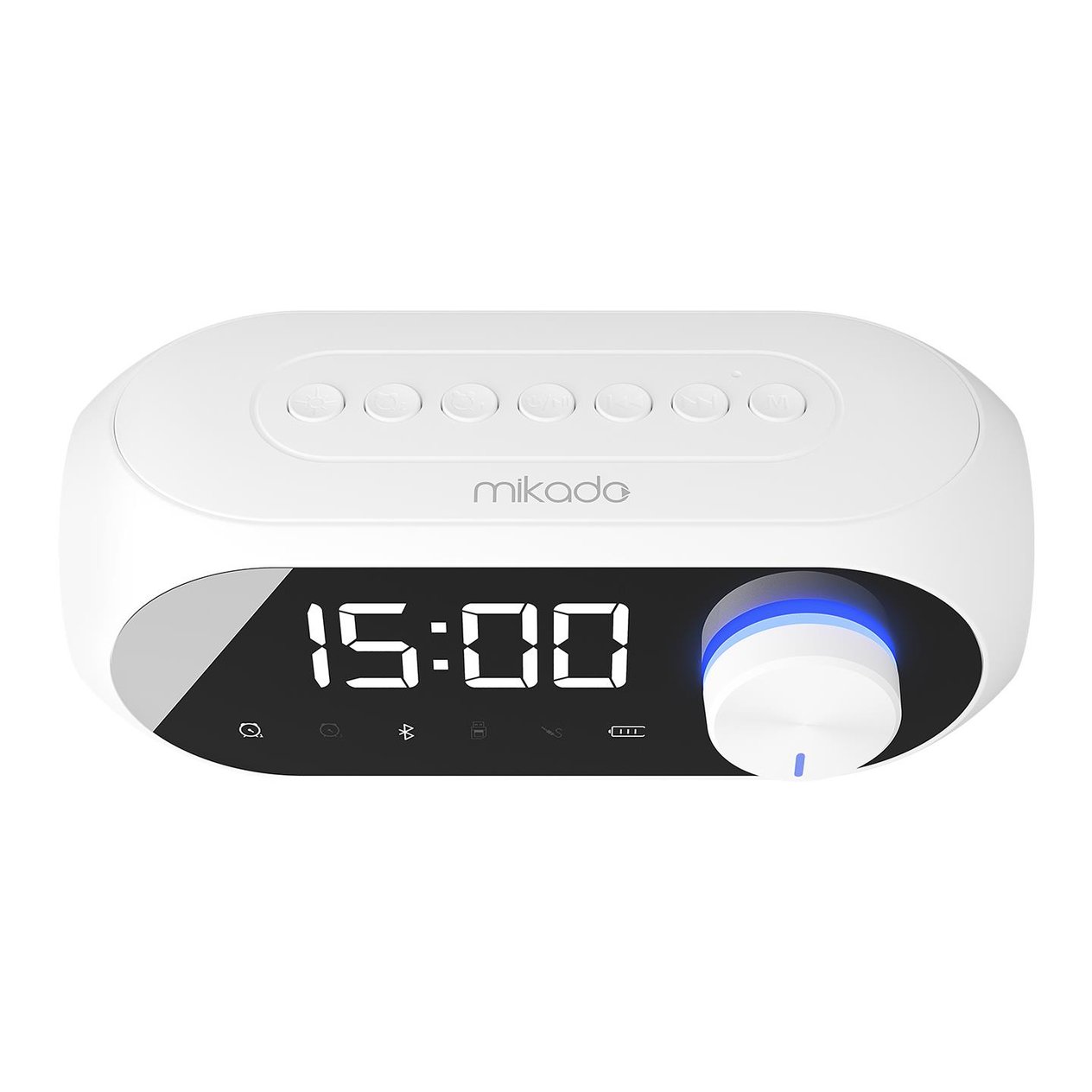 Mikado MD-W6 1200mAh 5W Beyaz Bluetooth-Aux-Derece-Usb Double Alarmlı Saat Speaker