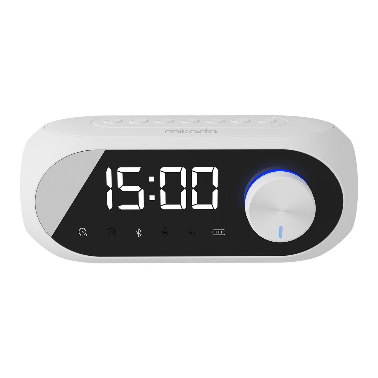 Mikado MD-W6 1200mAh 5W Beyaz Bluetooth-Aux-Derece-Usb Double Alarmlı Saat Speaker