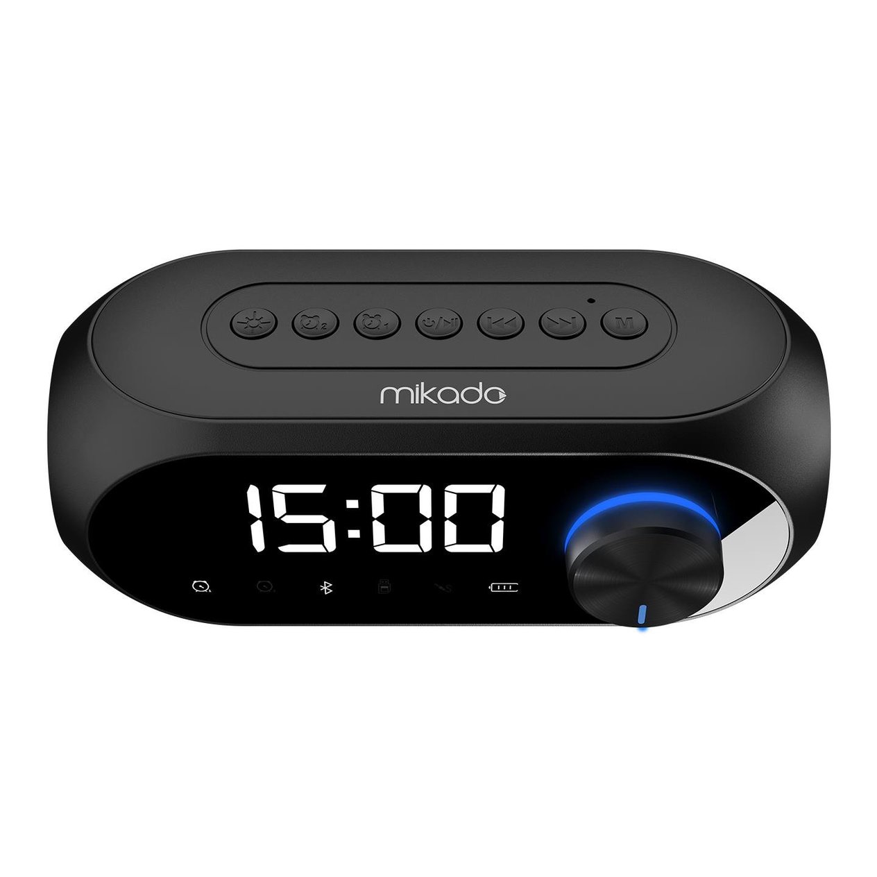 Mikado MD-W6 1200mAh 5W Siyah Bluetooth-Aux-Derece-Usb Double Alarmlı Saat Speaker