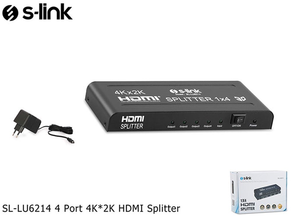 S-Link SL- LU6214 4 Port 4K*2K HDMI Splitter