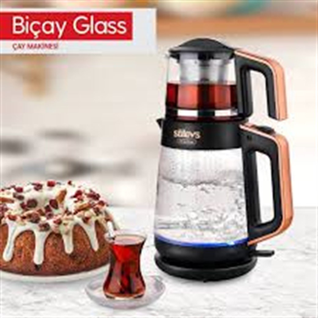 STİLEVS BİÇAY GLASS ÇAY MAKİNESİ BAKIR 