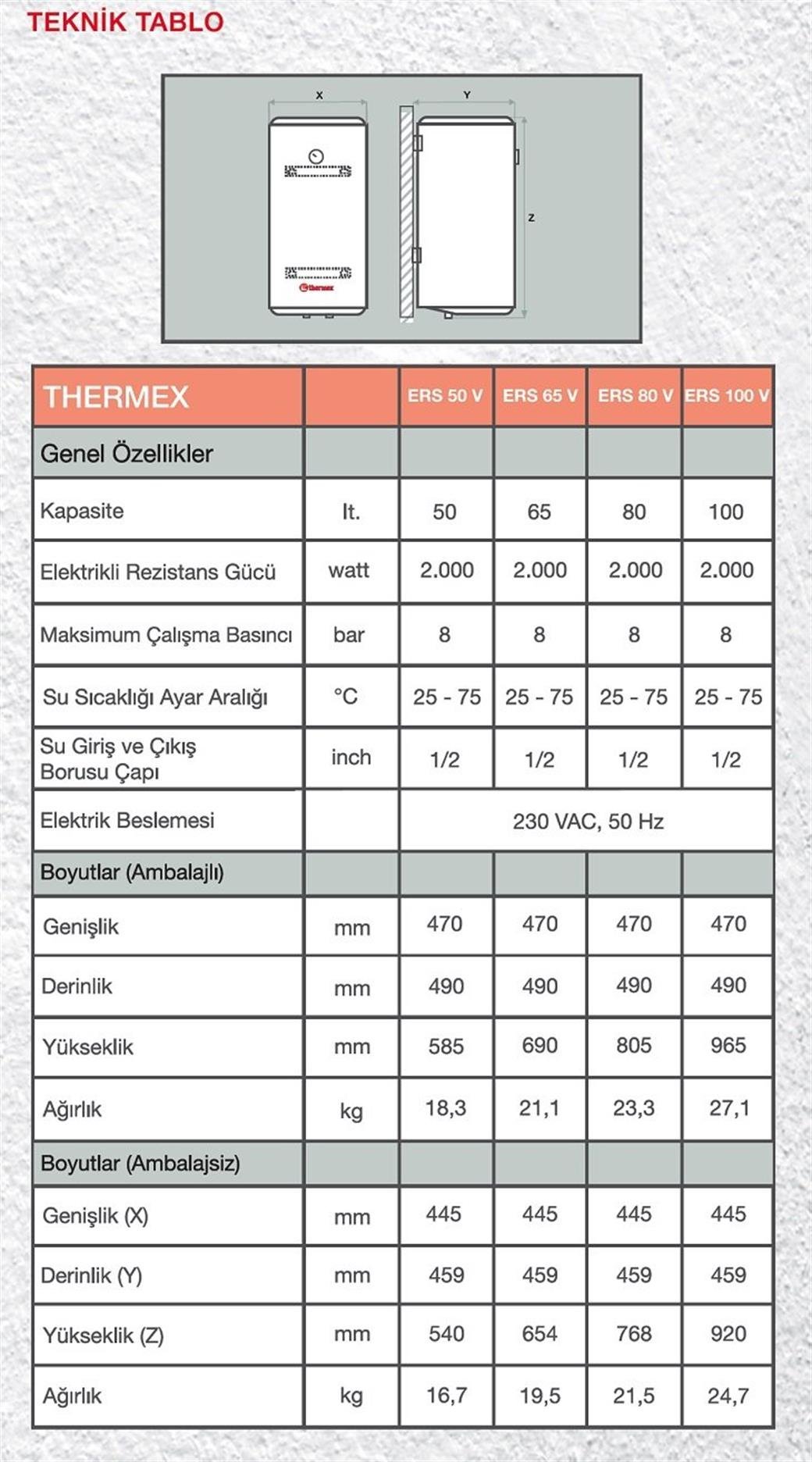 THERMEX ERS Elektrikli Termosifon,ERS 80V,80 Lt,20
