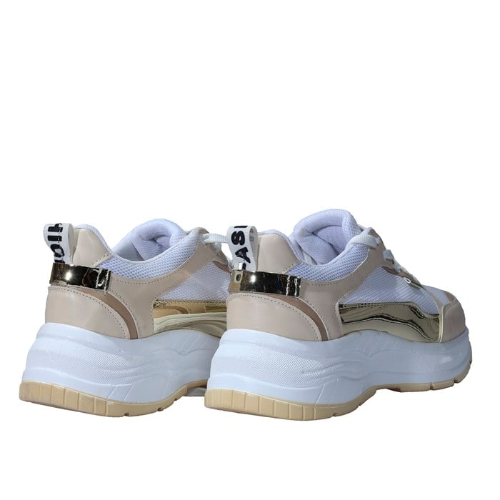 Bej Beyaz Kadın Sneaker