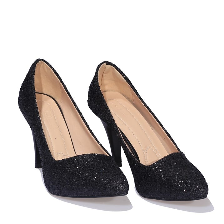 Siyah Simli Stiletto Ayakkabı