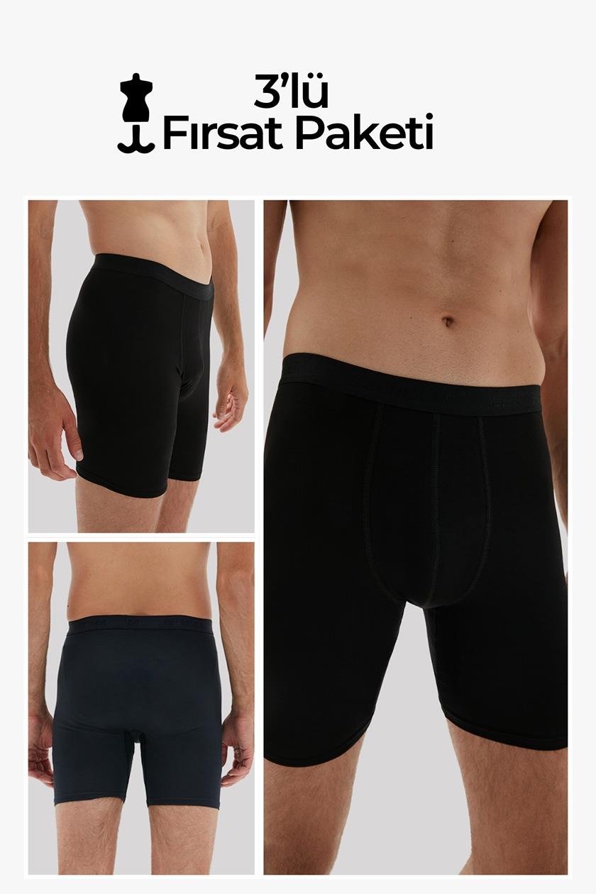 Erdem 3-Piece Black Men's Bamboo Long Boxers 1013