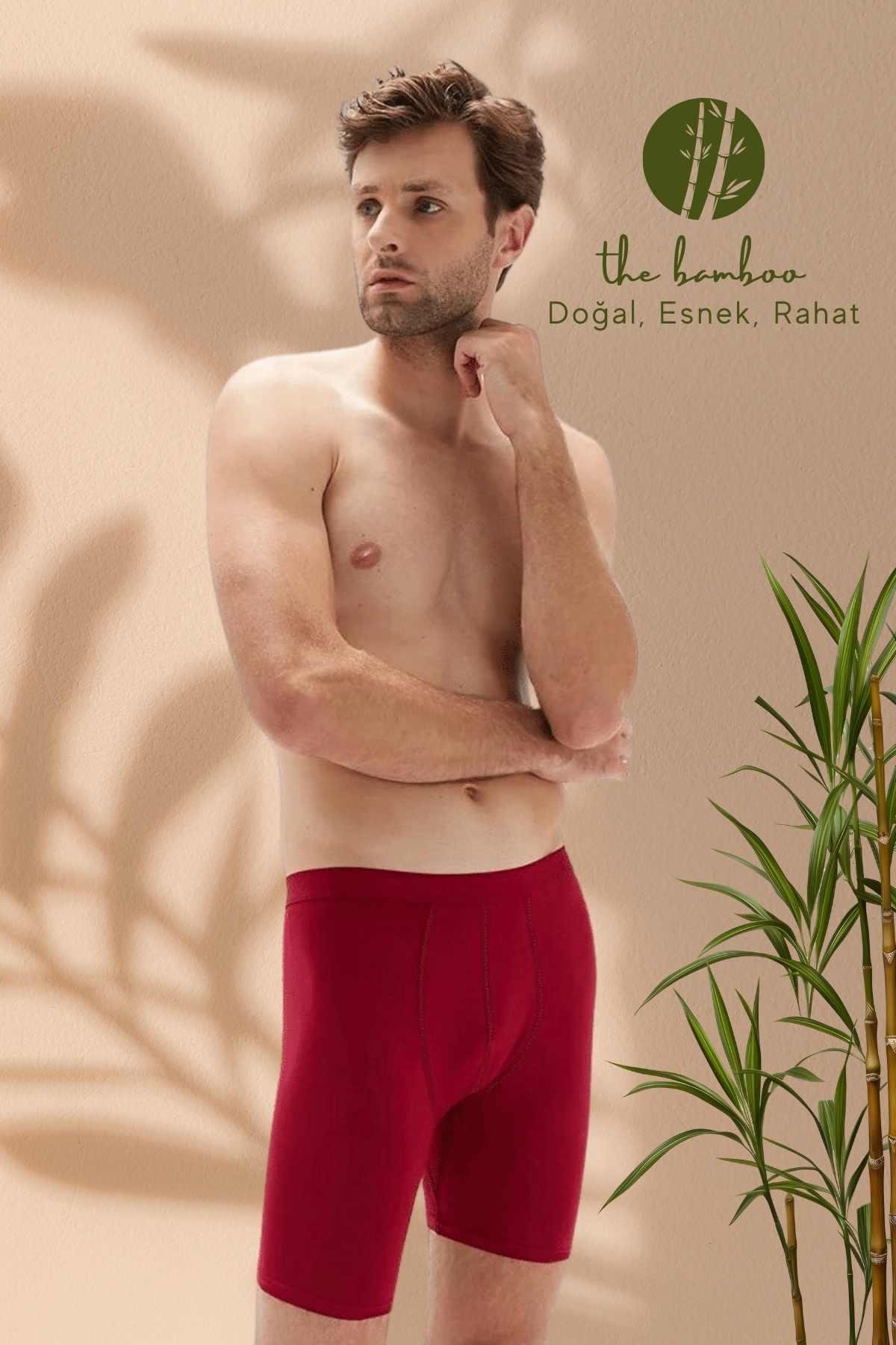  Weweus Bordo Erkek Süper İnce Doğal Bambu Uzun Boxer 1013