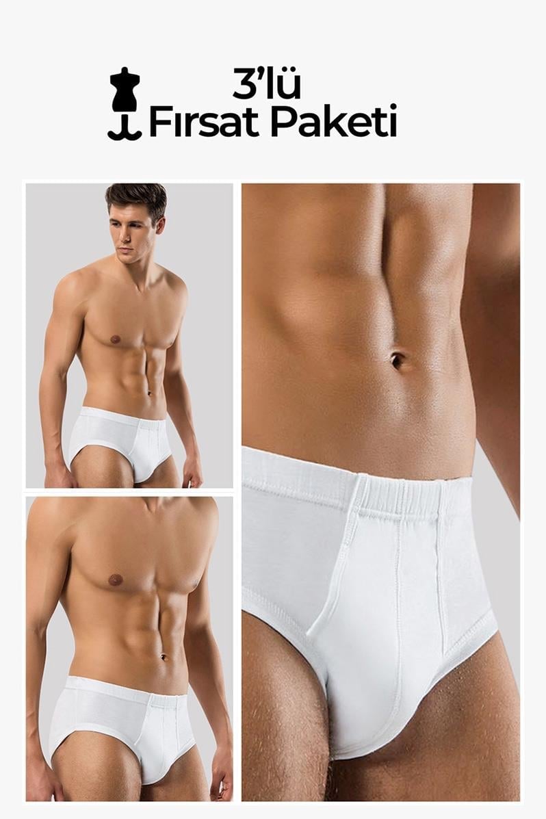 Erdem 3'lü Beyaz Ribana Slip Külot 13203