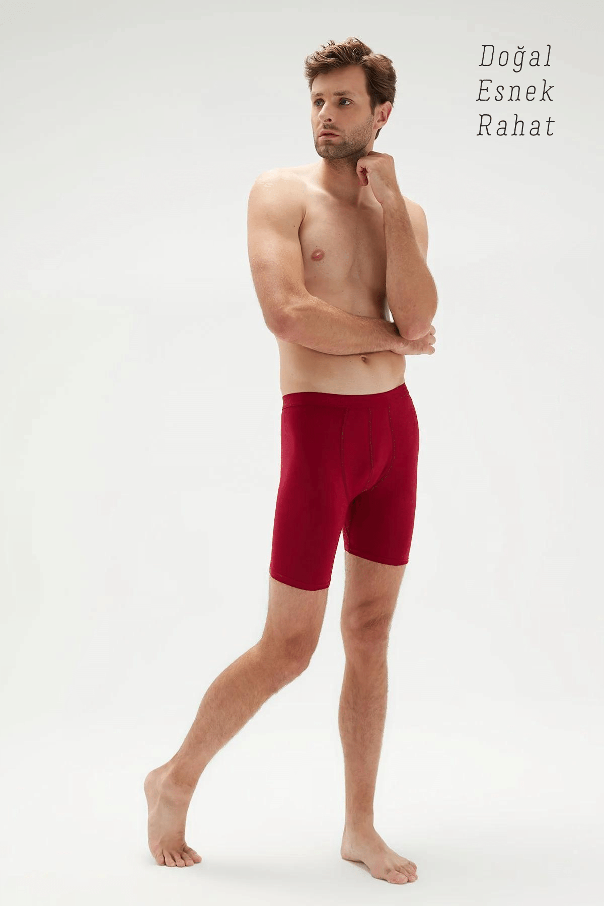 Erdem Bordo Erkek Süper İnce Bambu Uzun Boxer 1013