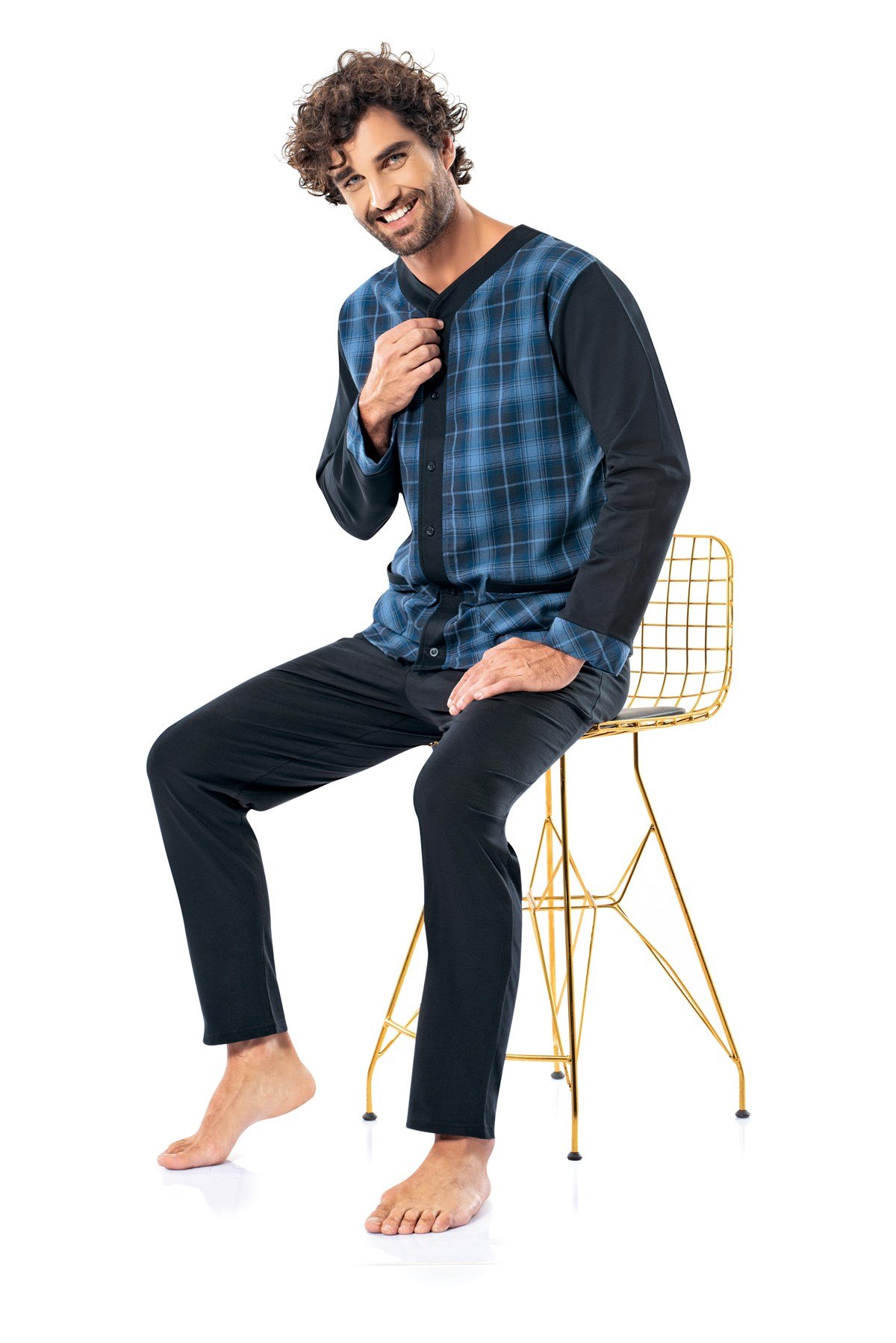 Erdem Erkek Kışlık Önden Düğmeli Pijama