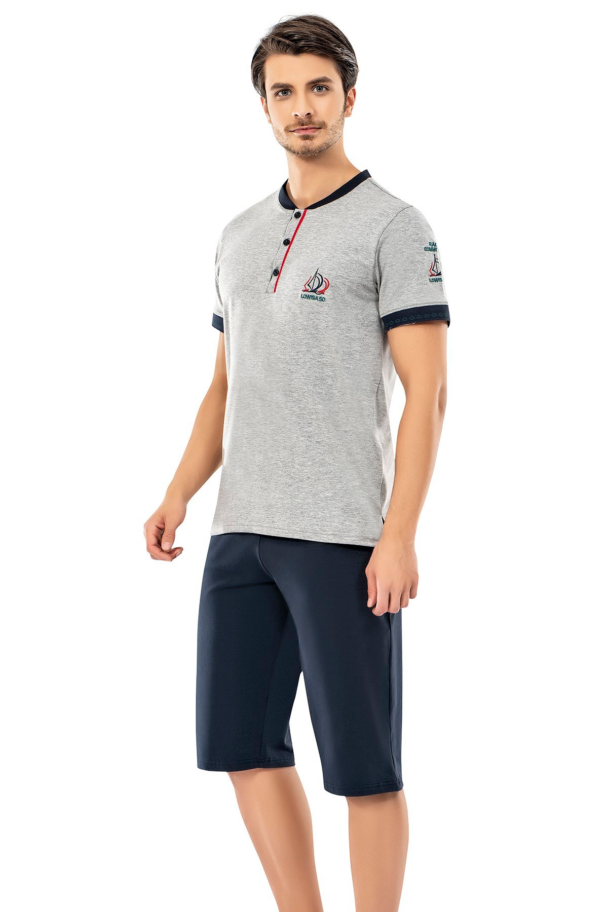 Erdem Erkek Yazlık 3'lü Şort & Pijama Takım