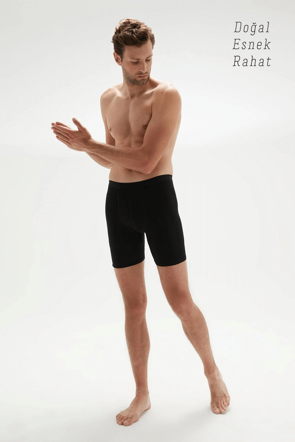 Erdem Siyah Erkek Süper İnce Bambu Uzun Boxer 1013