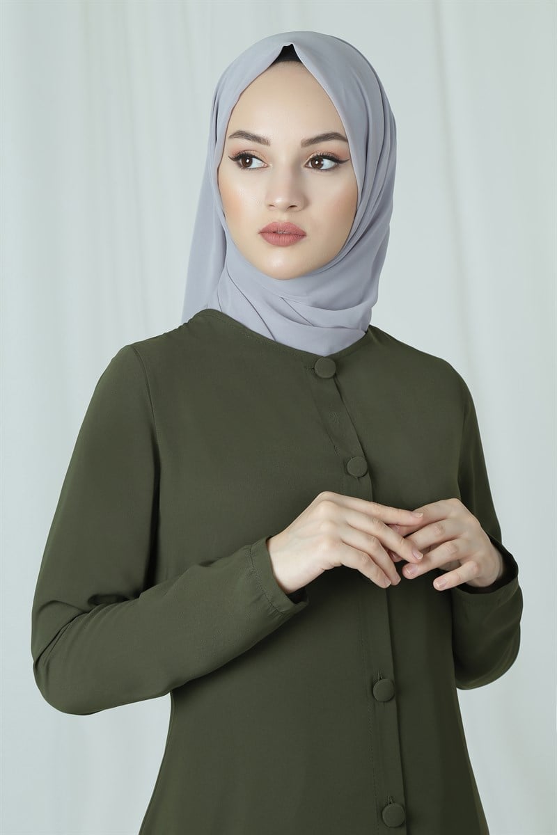 3636 Şifon Detaylı Haki Takım