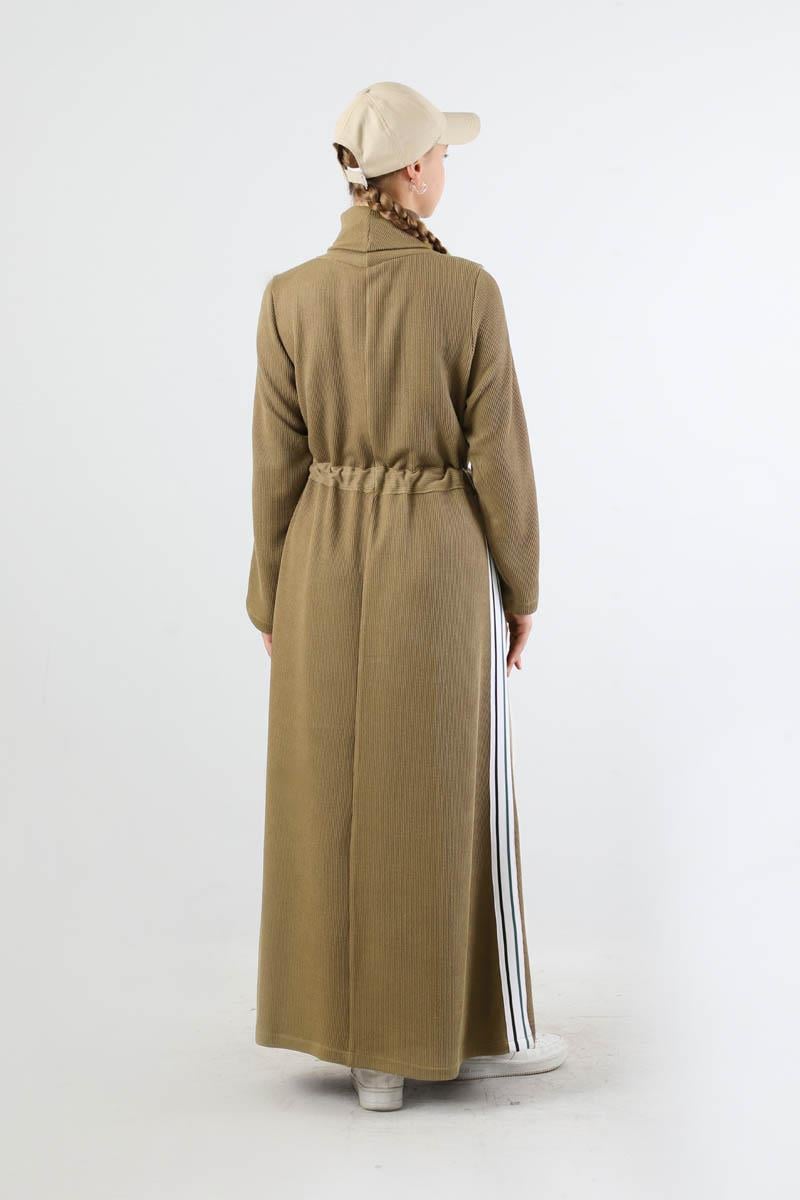 Boğazlı Triko Elbise Camel