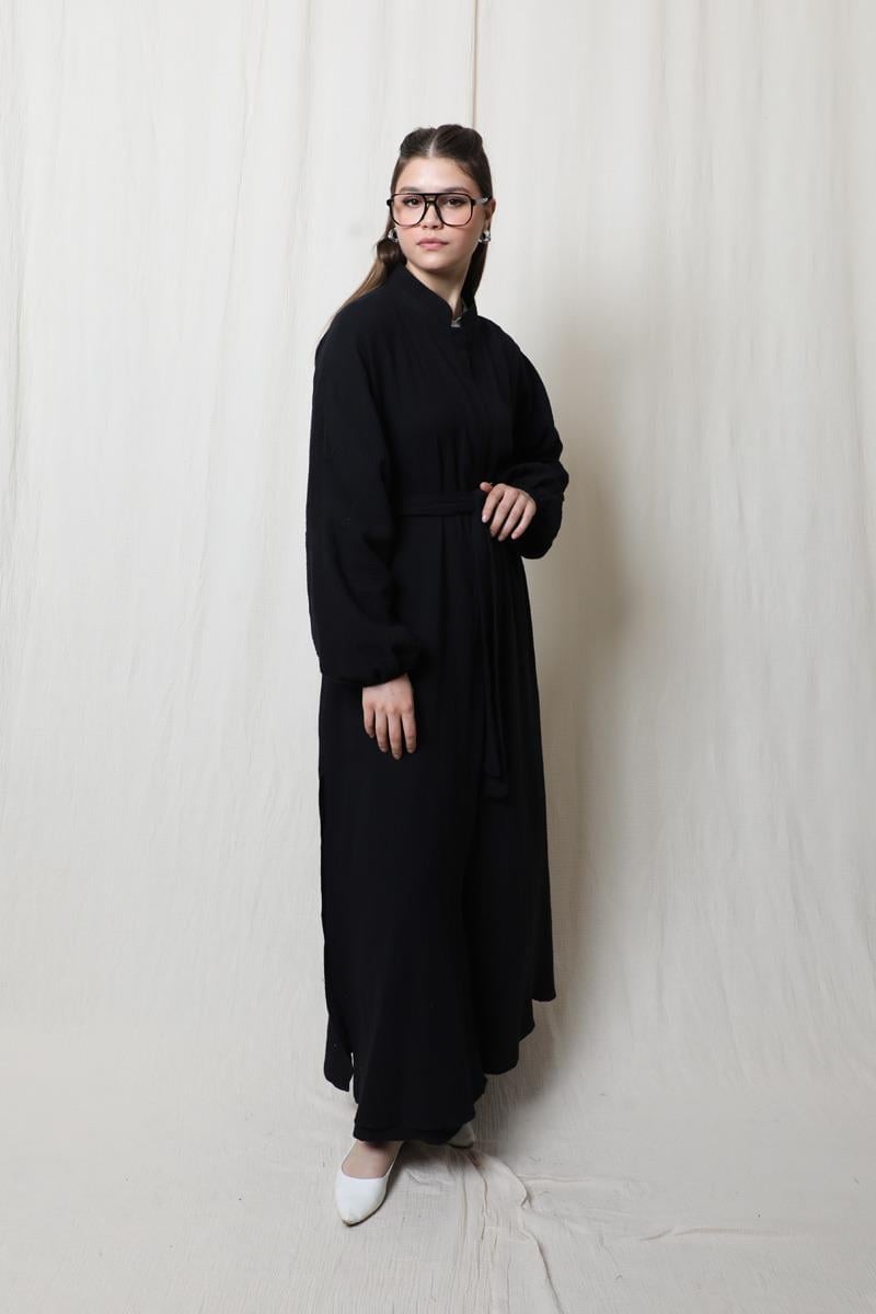 Müslin Abaya Takım Siyah